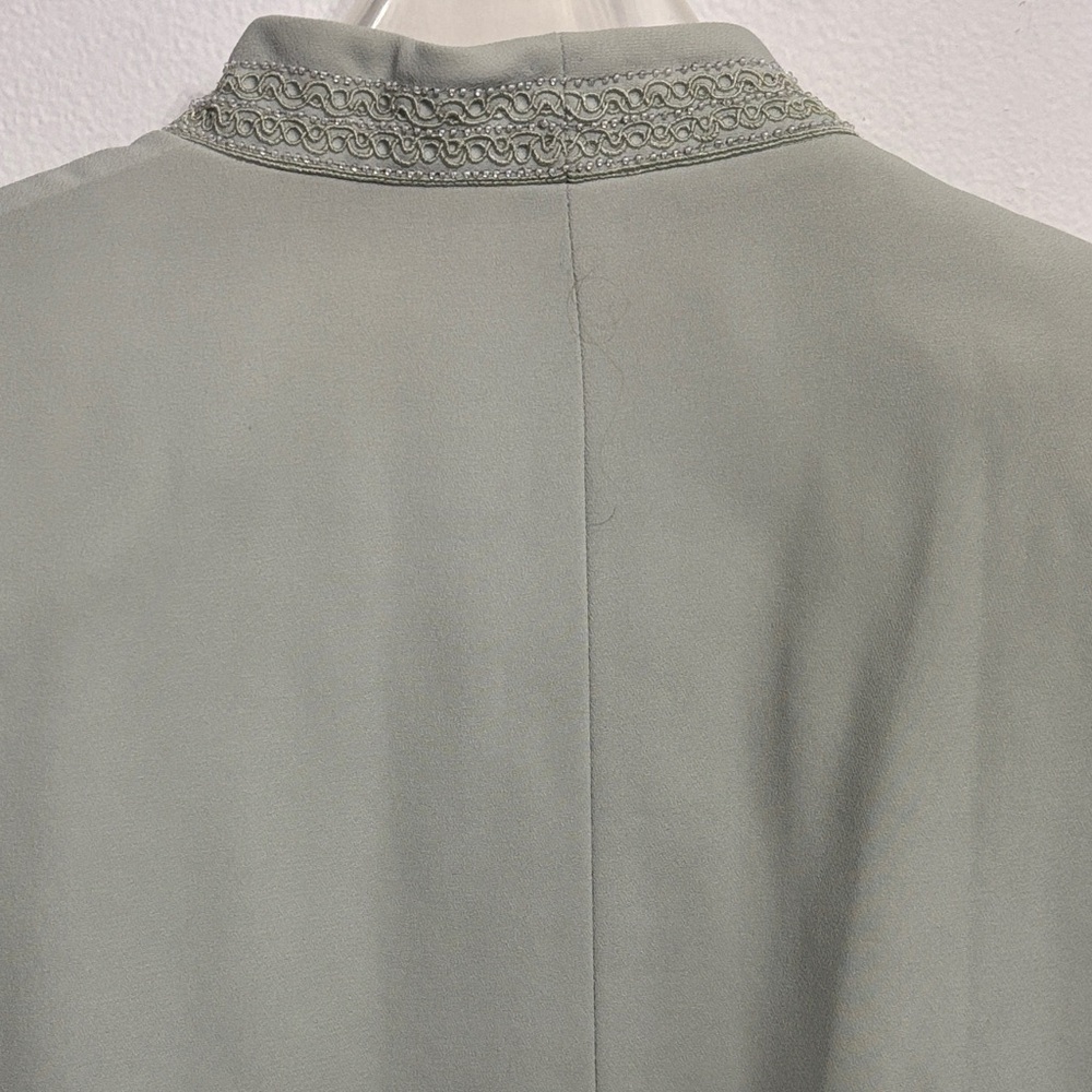 Vintage Le Suit Pastel Green Jacket and Skirt Suit with Beaded Trim 16W - Picture 6 of 8